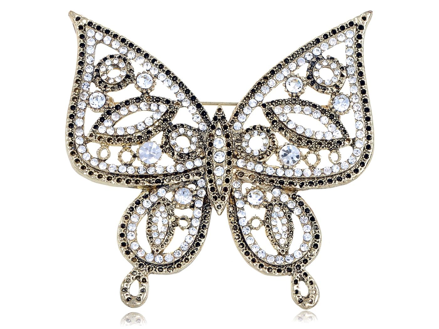 alilang 金色透明水钻复古镂空蝴蝶昆虫胸针-珠宝首饰-亚马逊中国